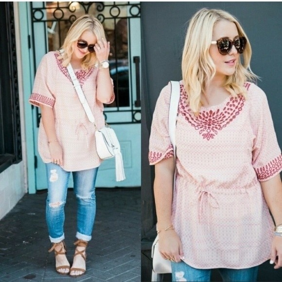 Anthropologie one September laser cut Boho top M - Picture 3 of 9